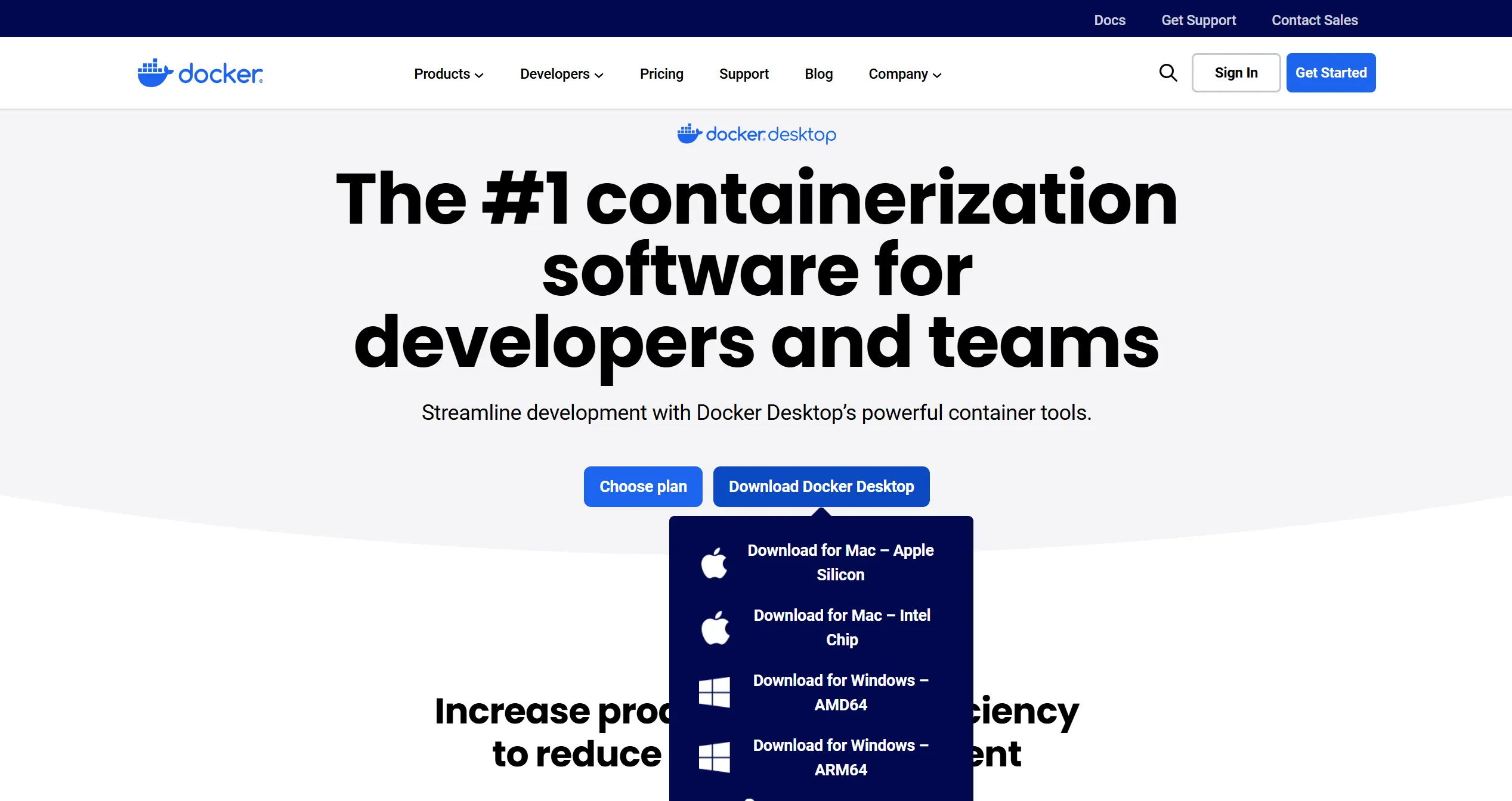 Docker Desktop official download page